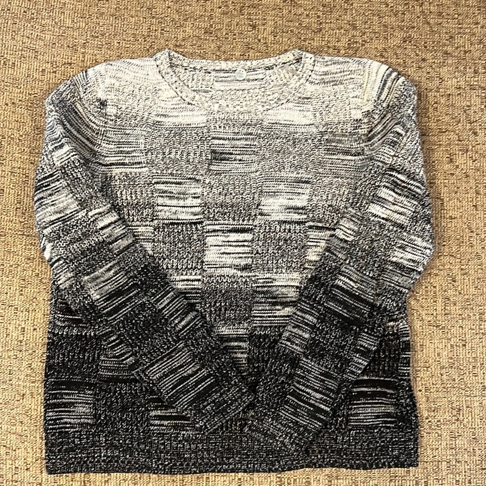 Ombré Patchwork Cotton Crew by Margaret O’Leary. Size Large.